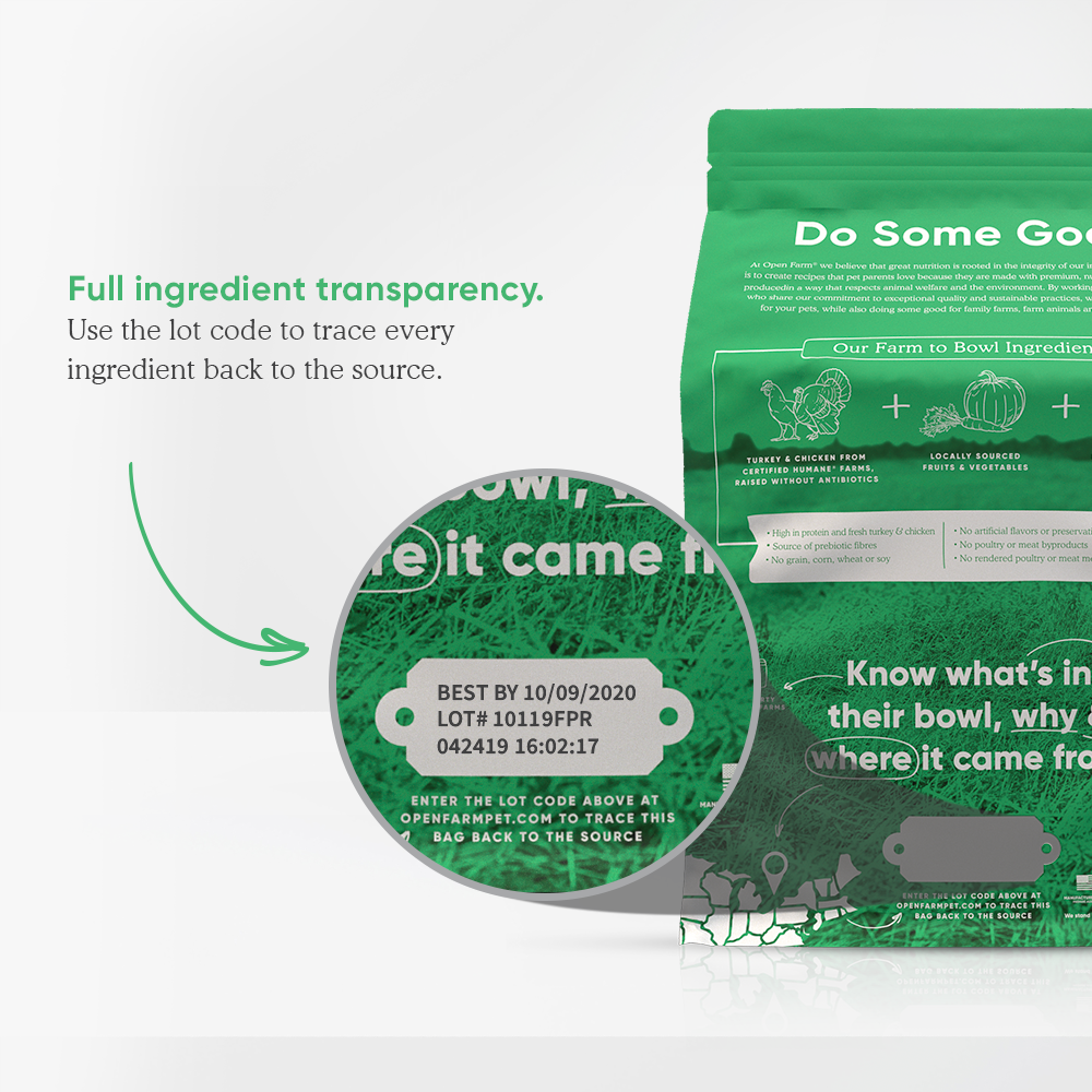 Open Farm Homestead Turkey & Chicken Dry Dog Food ingredient transparency