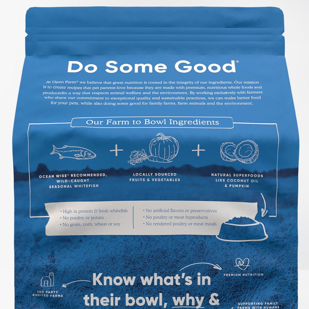 Open Farm Catch-of-the-Season Dry Dog Food packaging back